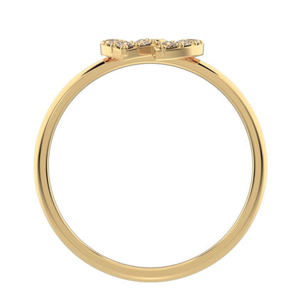 0.14 ct Round Cut Moissanite dainty Minimalist cluster halo infinity eye light 14K / 18K Solid Yellow Gold everyday ring