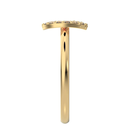 0.14 ct Round Cut Moissanite dainty Minimalist cluster halo infinity eye light 14K / 18K Solid Yellow Gold everyday ring