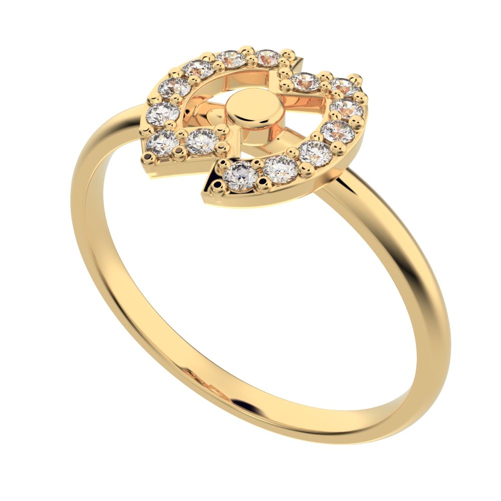 0.14 ct Round Cut Moissanite dainty Minimalist cluster halo infinity eye light 14K / 18K Solid Yellow Gold everyday ring