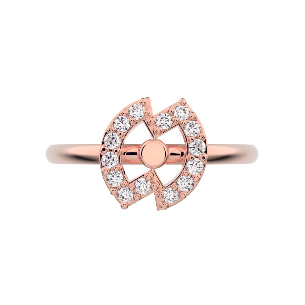 0.14 ct Round Cut Simulated Clear Diamond dainty Minimalist cluster halo infinity eye light 14K / 18K Solid Rose Gold everyday ring