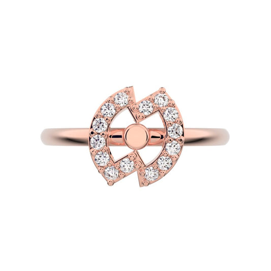 0.14 ct Round Cut Simulated Clear Diamond dainty Minimalist cluster halo infinity eye light 14K / 18K Solid Rose Gold everyday ring