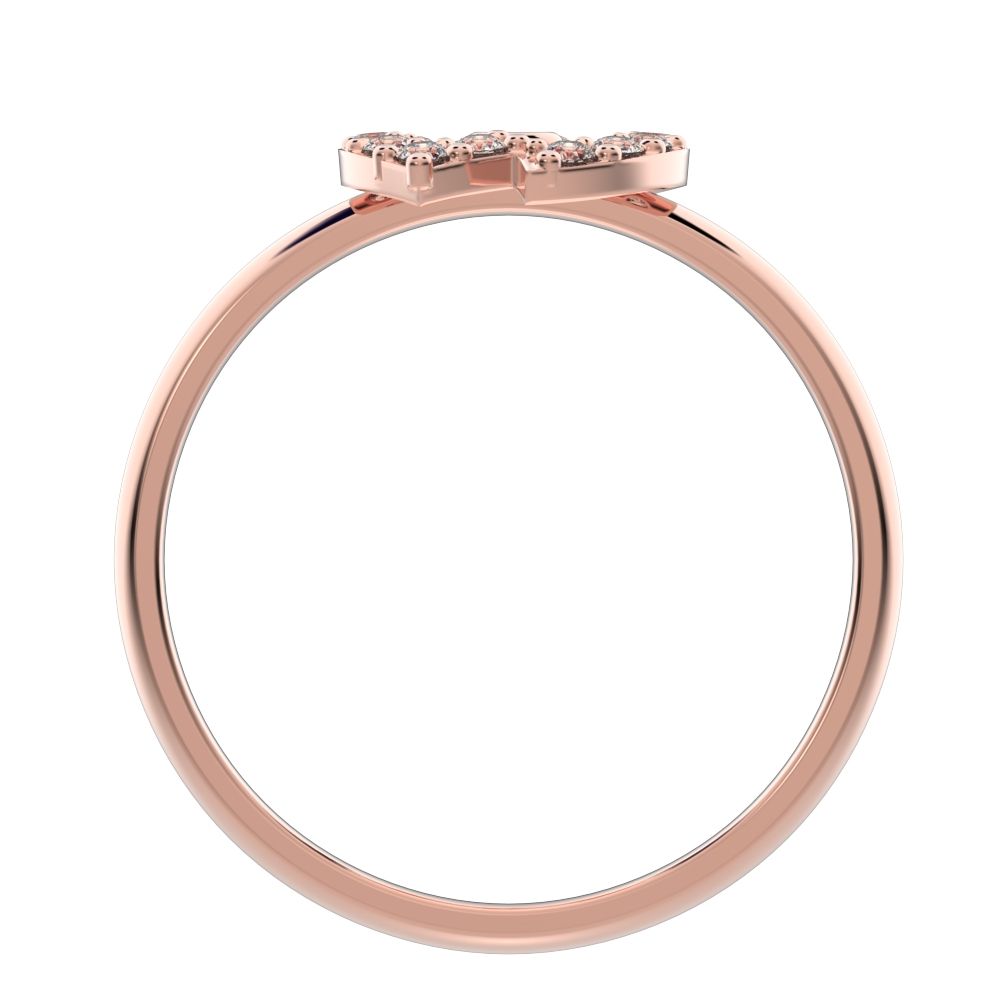 0.14 ct Round Cut Simulated Clear Diamond dainty Minimalist cluster halo infinity eye light 14K / 18K Solid Rose Gold everyday ring
