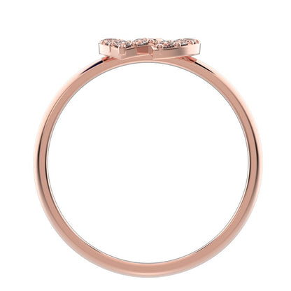 0.14 ct Round Cut Simulated Clear Diamond dainty Minimalist cluster halo infinity eye light 14K / 18K Solid Rose Gold everyday ring