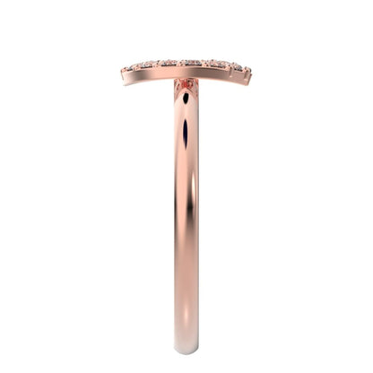0.14 ct Round Cut Moissanite dainty Minimalist cluster halo infinity eye light 14K / 18K Solid Rose Gold everyday ring