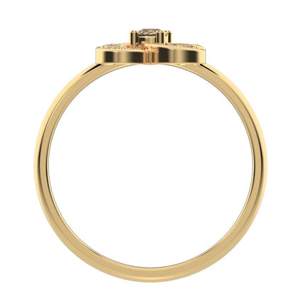 0.12 ct Round Cut Simulated Clear Diamond dainty Minimalist cluster halo infinity half moon light 14K / 18K Solid Yellow Gold everyday ring