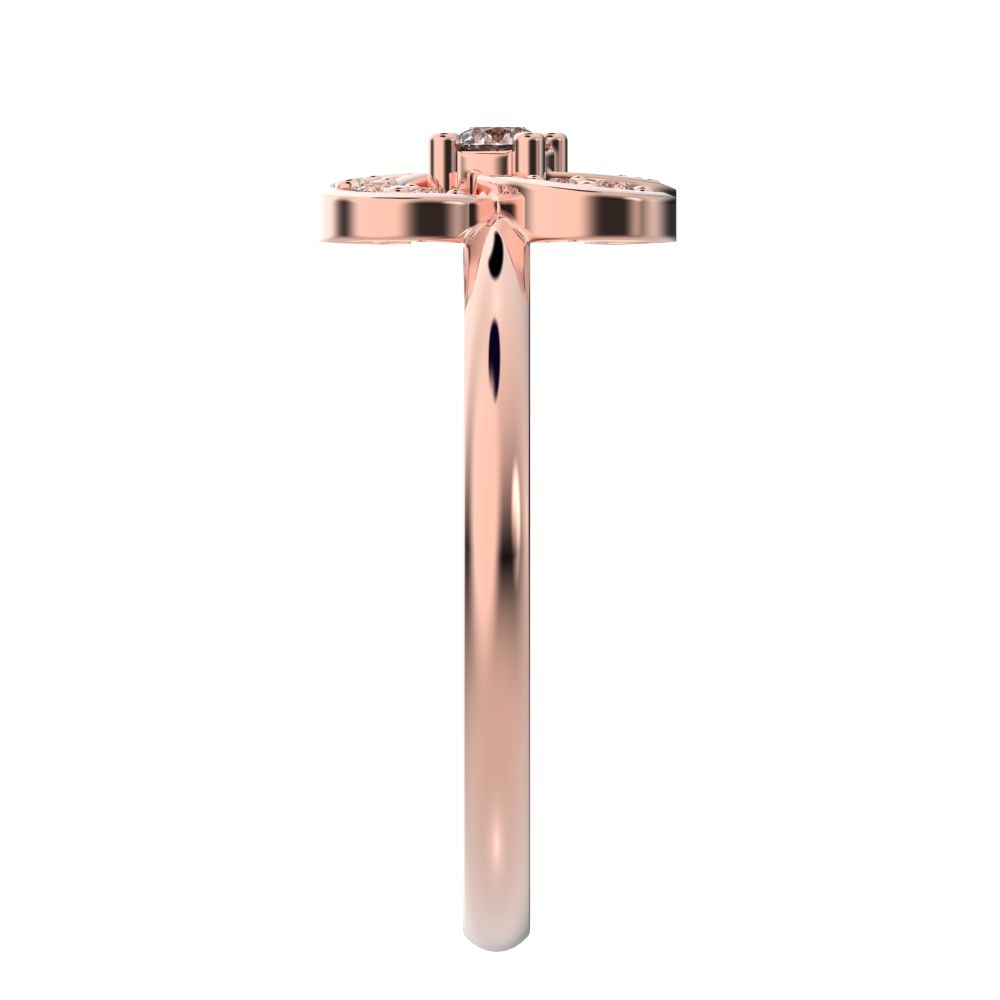 0.12 ct Round Cut Simulated Clear Diamond dainty Minimalist cluster halo infinity half moon light 14K / 18K Solid Rose Gold everyday ring