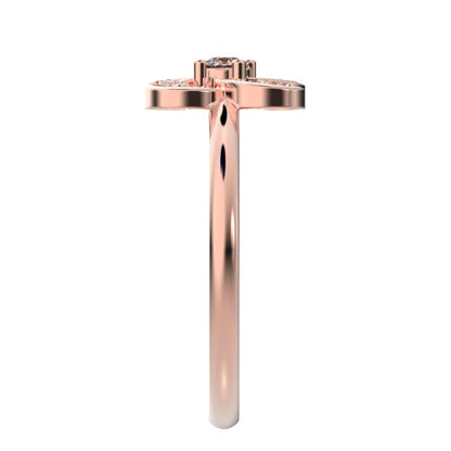 0.12 ct Round Cut Simulated Clear Diamond dainty Minimalist cluster halo infinity half moon light 14K / 18K Solid Rose Gold everyday ring