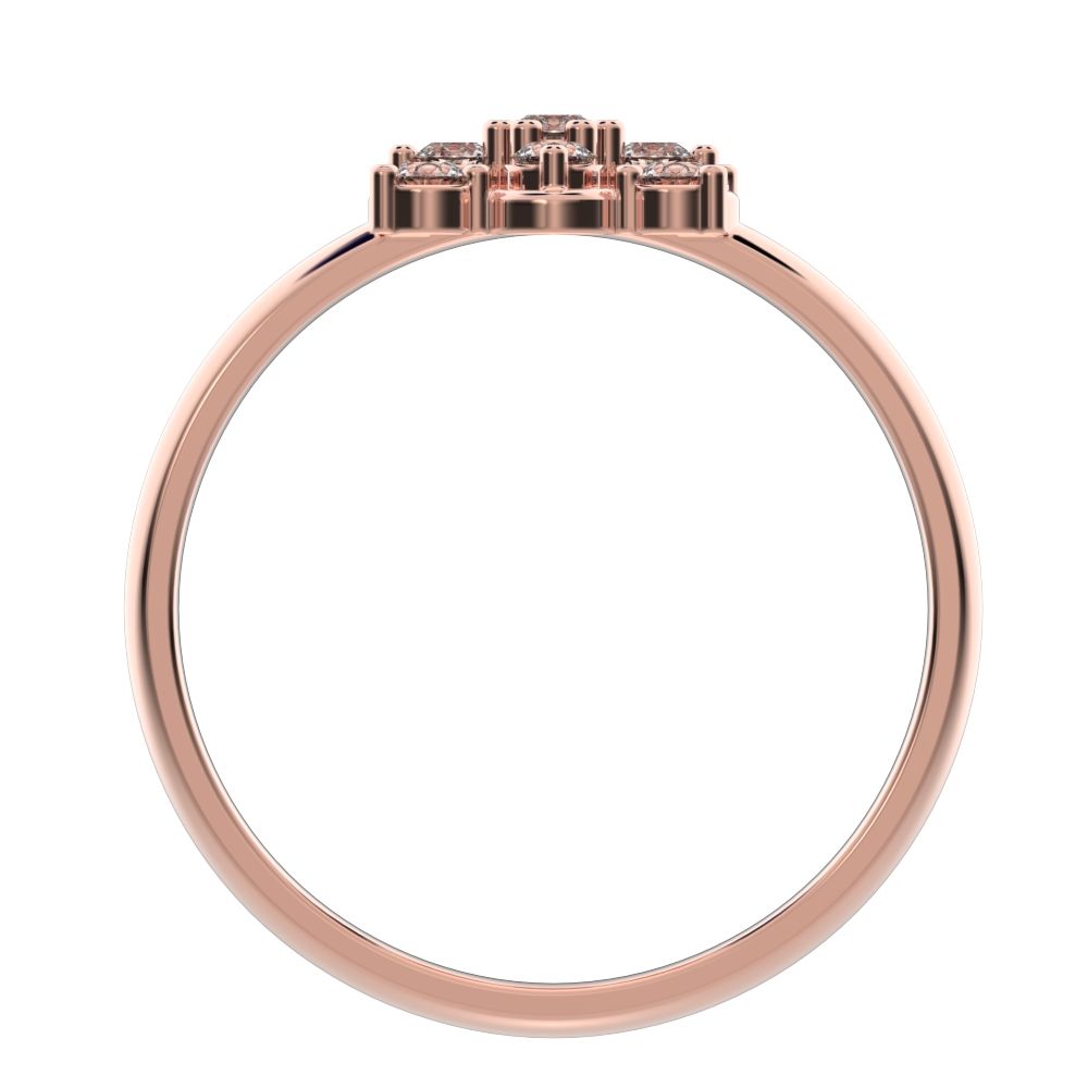 0.19 ct Round Cut Moissanite dainty Minimalist cluster halo clover leaf simple 14K / 18K Solid Rose Gold everyday ring
