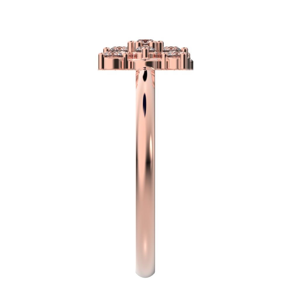 0.19 ct Round Cut Simulated Clear Diamond dainty Minimalist cluster halo clover leaf simple 14K / 18K Solid Rose Gold everyday ring