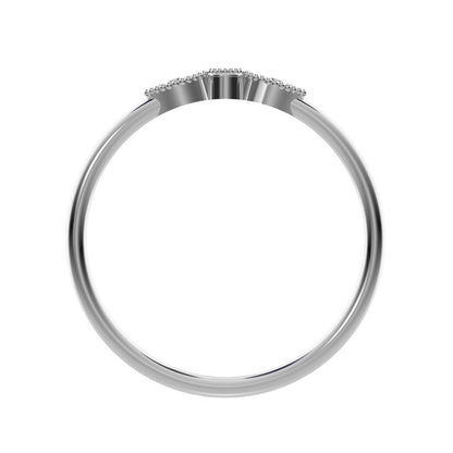0.03Ct Round Cut Moissanite Minimalist light 3 stone solitaire with accents stackable 14K / 18K Solid White Gold everyday wedding band