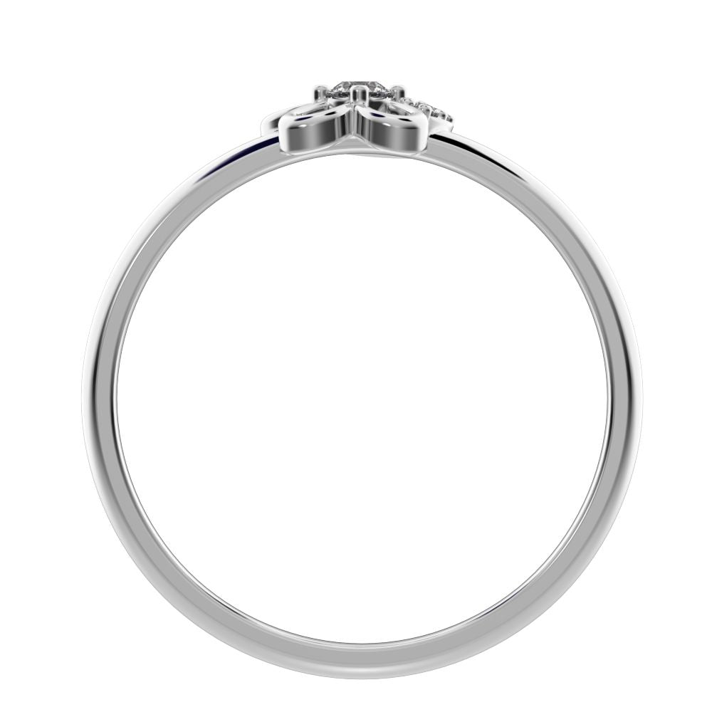 0.0675 ct Round Cut Moissanite dainty Minimalist Floral cluster halo half moon star 14K / 18K Solid White Gold everyday ring
