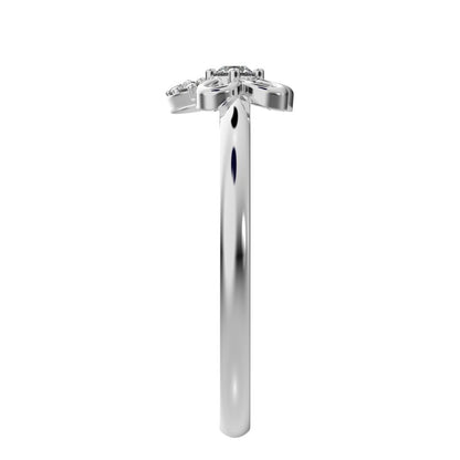 0.0675 ct Round Cut Simulated Clear Diamond dainty Minimalist Floral cluster halo half moon star 14K / 18K Solid White Gold everyday ring