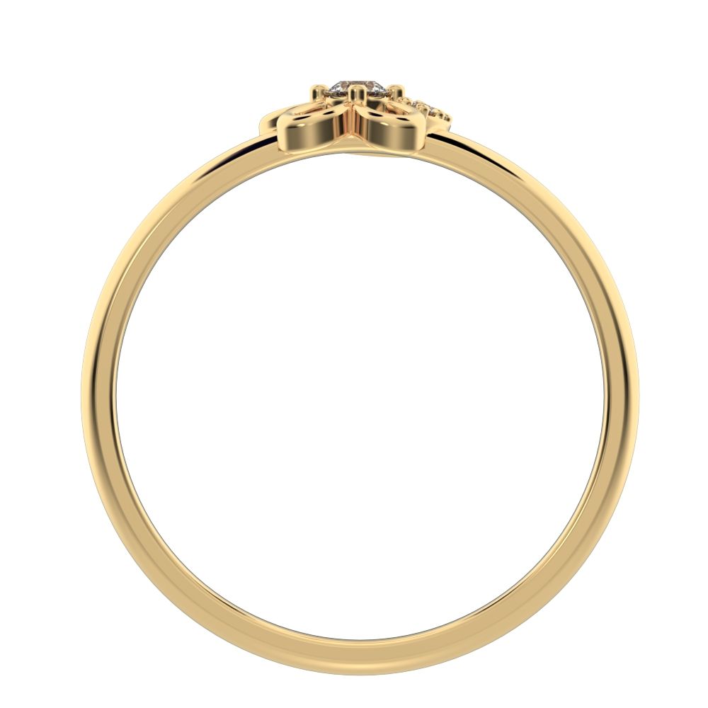 0.0675 ct Round Cut Simulated Clear Diamond dainty Minimalist Floral cluster halo half moon star 14K / 18K Solid Yellow Gold everyday ring