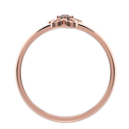 0.0675 ct Round Cut Simulated Clear Diamond dainty Minimalist Floral cluster halo half moon star 14K / 18K Solid Rose Gold everyday ring