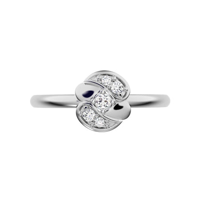 0.065 ct Round Cut Moissanite dainty Minimalist Intertwined petal halo cluster simple 14K / 18K Solid White Gold everyday ring