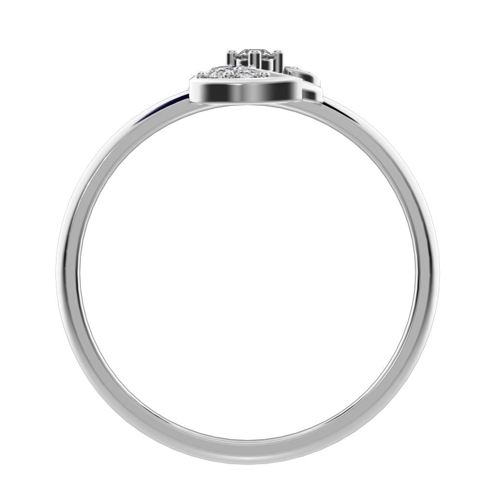 0.065 ct Round Cut Moissanite dainty Minimalist Intertwined petal halo cluster simple 14K / 18K Solid White Gold everyday ring