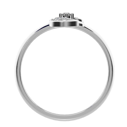 0.065 ct Round Cut Moissanite dainty Minimalist Intertwined petal halo cluster simple 14K / 18K Solid White Gold everyday ring