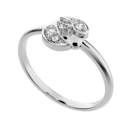 0.065 ct Round Cut Moissanite dainty Minimalist Intertwined petal halo cluster simple 14K / 18K Solid White Gold everyday ring