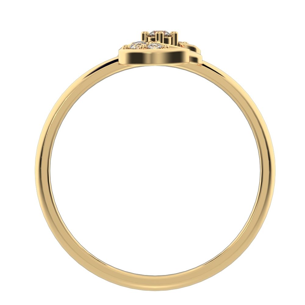 0.065 ct Round Cut Simulated Clear Diamond dainty Minimalist Intertwined petal halo simple 14K / 18K Solid Yellow Gold everyday ring
