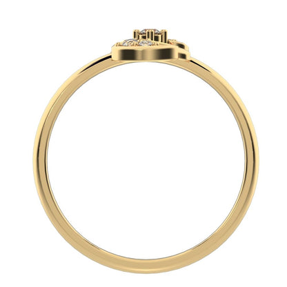 0.065 ct Round Cut Simulated Clear Diamond dainty Minimalist Intertwined petal halo simple 14K / 18K Solid Yellow Gold everyday ring