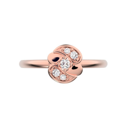 0.065 ct Round Cut Moissanite dainty Minimalist Intertwined petal halo cluster simple 14K / 18K Solid Rose Gold everyday ring