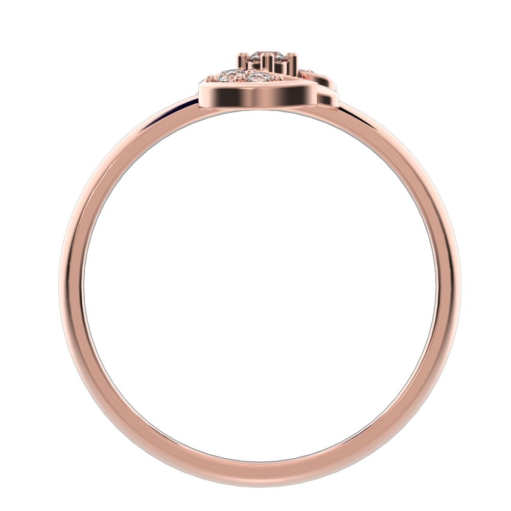 0.065 ct Round Cut Simulated Clear Diamond dainty Minimalist Intertwined petal halo cluster simple 14K / 18K Solid Rose Gold everyday ring