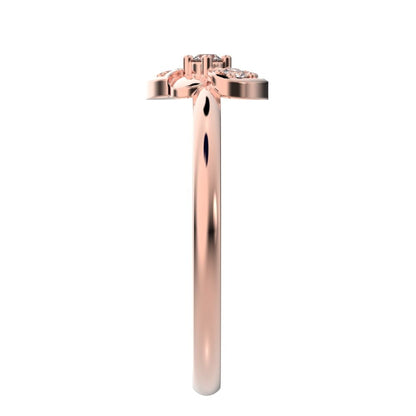 0.065 ct Round Cut Simulated Clear Diamond dainty Minimalist Intertwined petal halo cluster simple 14K / 18K Solid Rose Gold everyday ring
