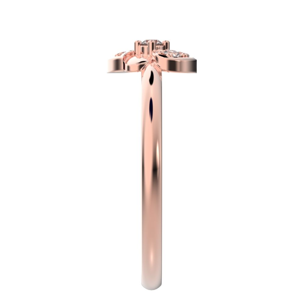 0.065 ct Round Cut Moissanite dainty Minimalist Intertwined petal halo cluster simple 14K / 18K Solid Rose Gold everyday ring
