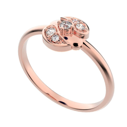 0.065 ct Round Cut Moissanite dainty Minimalist Intertwined petal halo cluster simple 14K / 18K Solid Rose Gold everyday ring