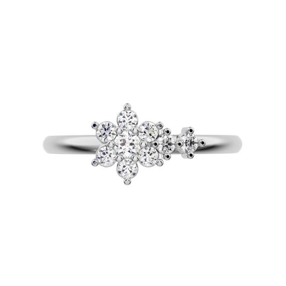 0.15 ct Round Cut Simulated Clear Diamond dainty Minimalist star halo cluster floral simple 14K / 18K Solid White Gold everyday ring