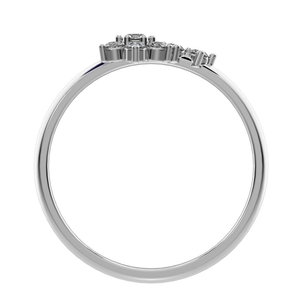 0.15 ct Round Cut Simulated Clear Diamond dainty Minimalist star halo cluster floral simple 14K / 18K Solid White Gold everyday ring
