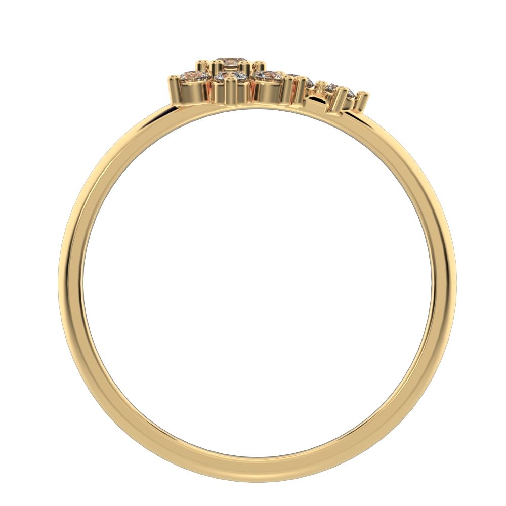 0.15 ct Round Cut Simulated Clear Diamond dainty Minimalist star halo cluster floral simple 14K / 18K Solid Yellow Gold everyday ring