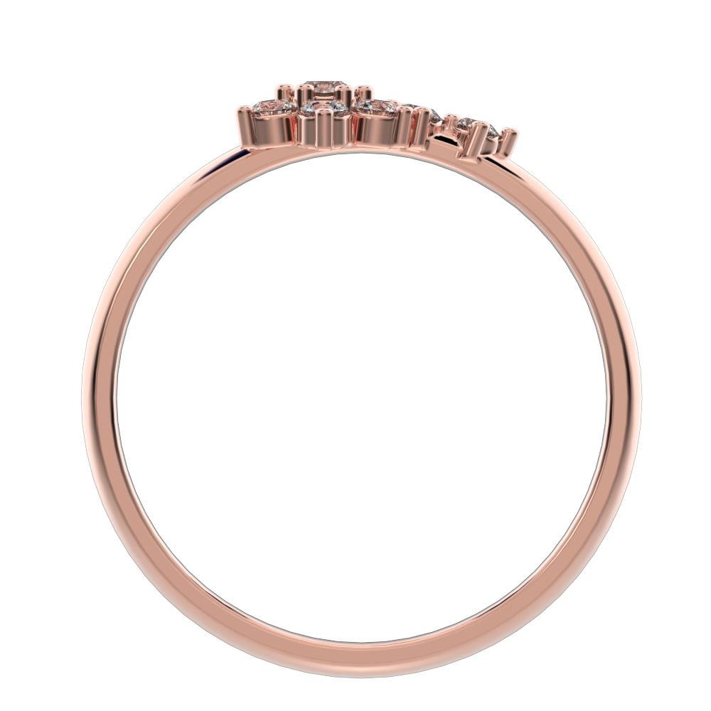 0.15 ct Round Cut Simulated Clear Diamond dainty Minimalist star halo cluster floral simple 14K / 18K Solid Rose Gold everyday ring