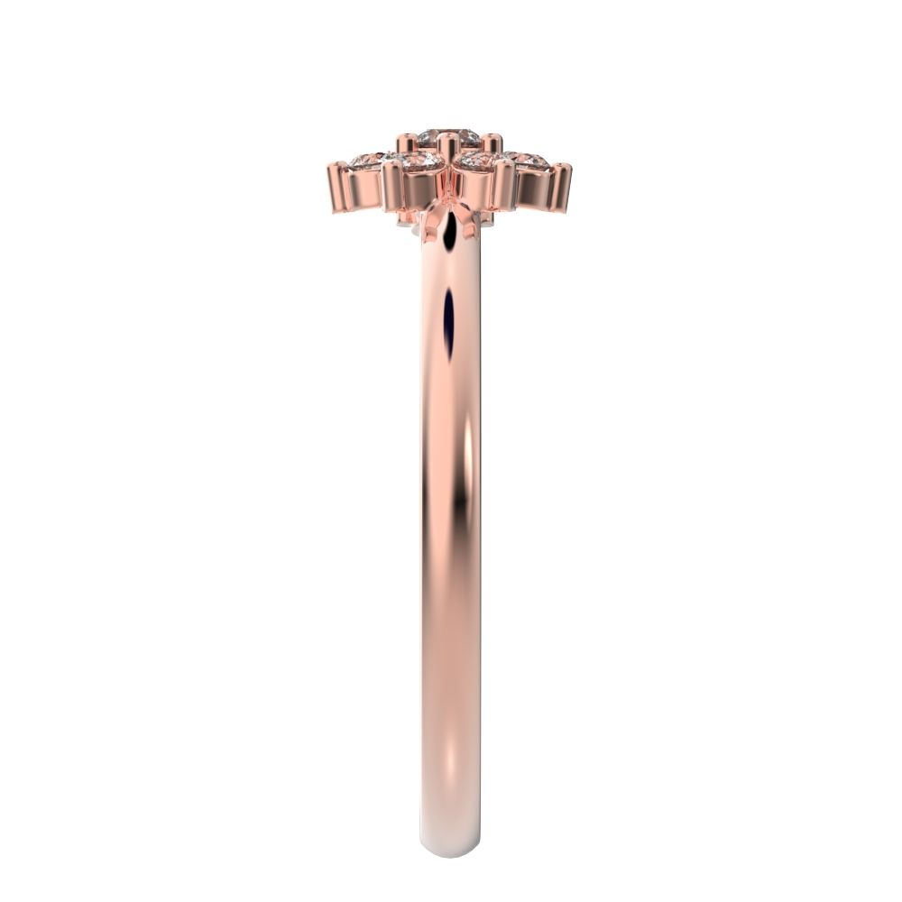 0.15 ct Round Cut Simulated Clear Diamond dainty Minimalist star halo cluster floral simple 14K / 18K Solid Rose Gold everyday ring