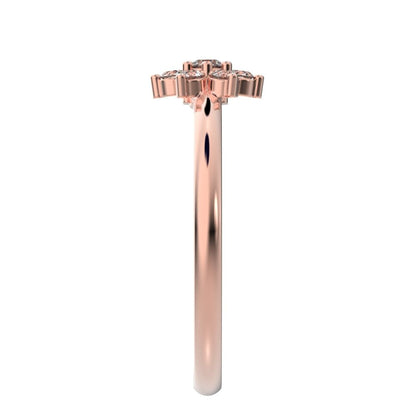 0.15 ct Round Cut Simulated Clear Diamond dainty Minimalist star halo cluster floral simple 14K / 18K Solid Rose Gold everyday ring
