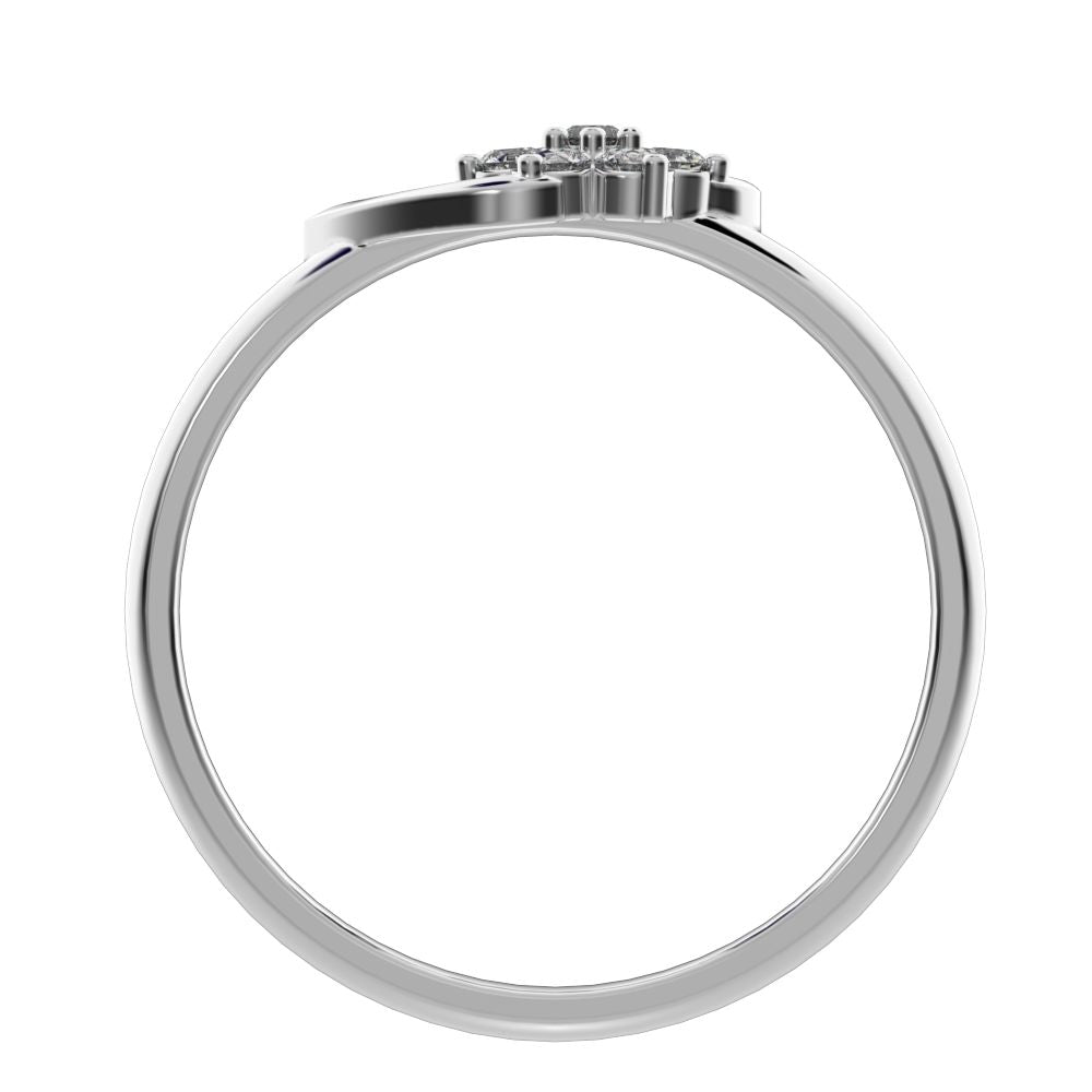 0.105 ct Round Cut Simulated Clear Diamond dainty Minimalist star halo cluster eye snow flake 14K / 18K Solid White Gold everyday ring