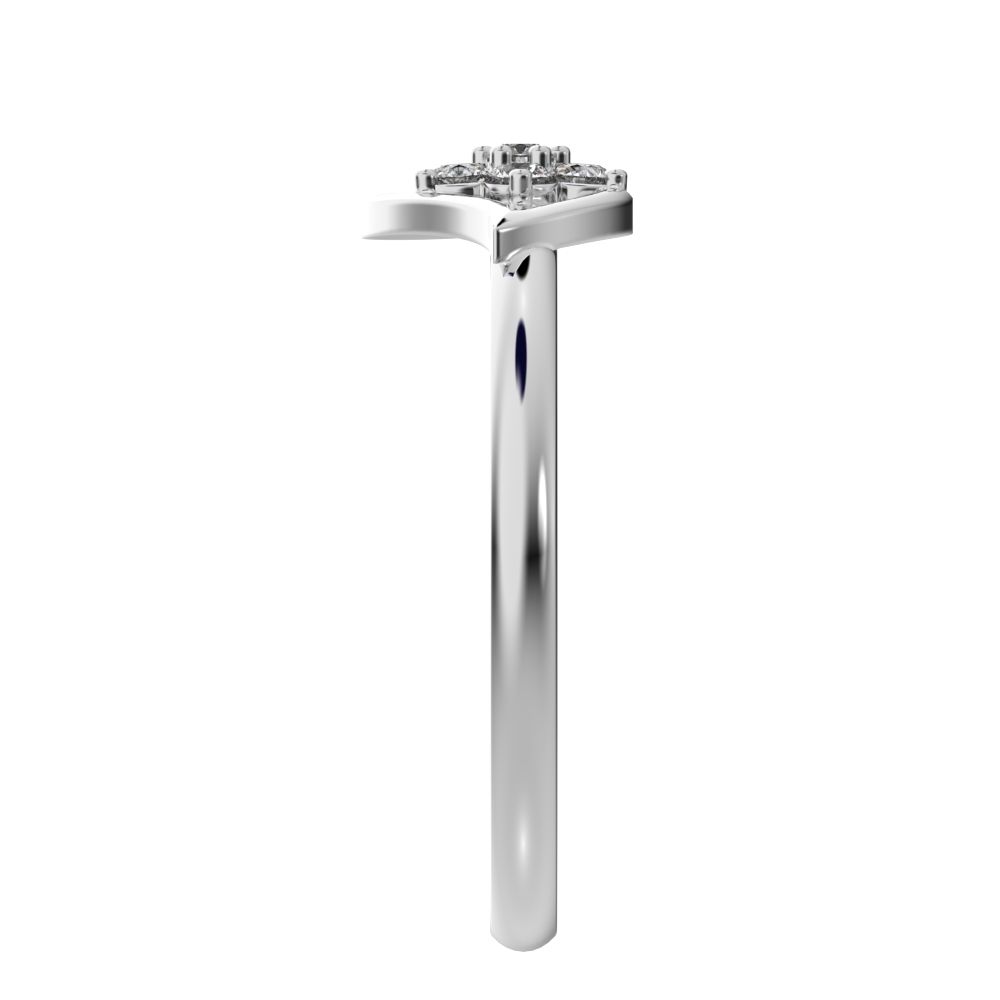 0.105 ct Round Cut Simulated Clear Diamond dainty Minimalist star halo cluster eye snow flake 14K / 18K Solid White Gold everyday ring