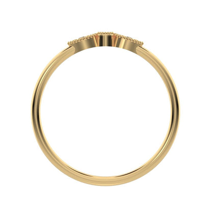 0.03 ct Round Cut Simulated Clear Diamond dainty 3 stone solitaire with accents stackable 14K / 18K Solid Yellow Gold everyday wedding band