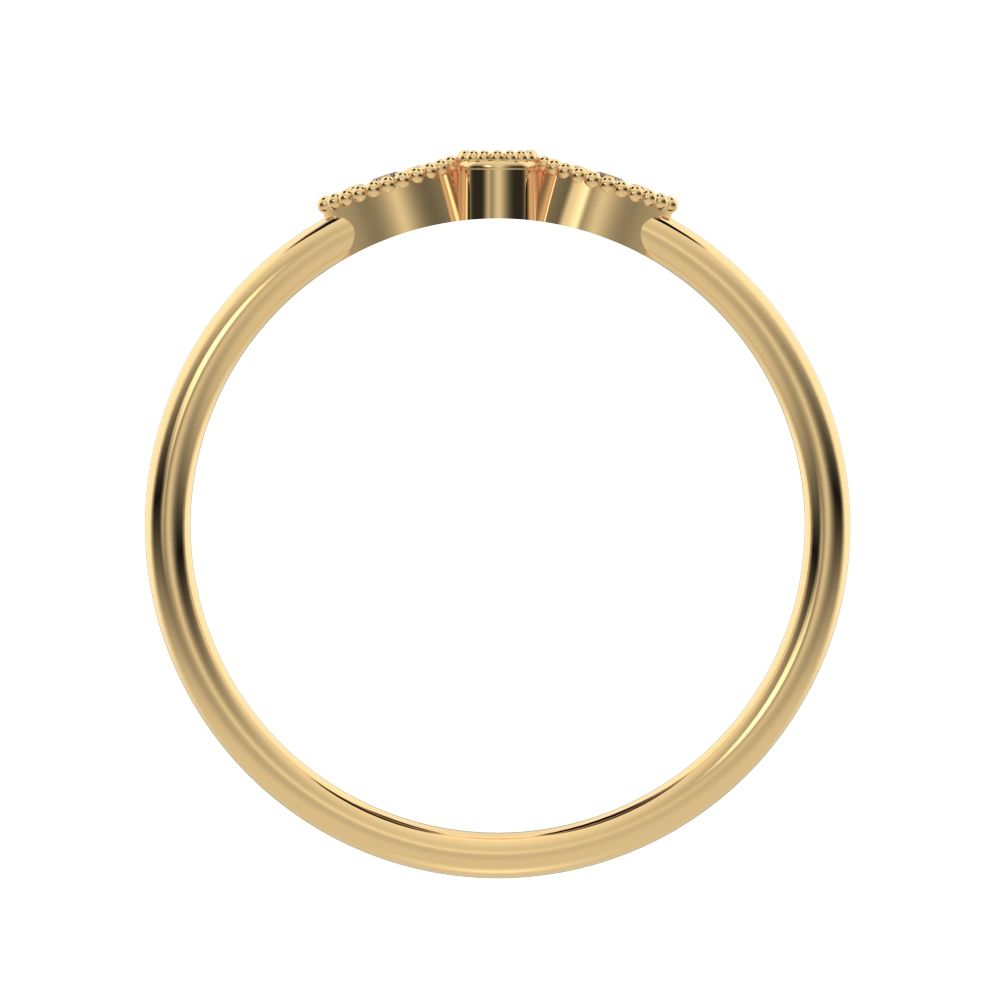 0.03Ct Round Cut Moissanite light 3 stone solitaire with accents stackable milgrain 14K / 18K Solid Yellow Gold everyday wedding band