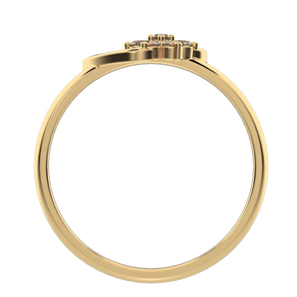 0.105 ct Round Cut Simulated Clear Diamond dainty Minimalist star halo cluster eye snow flake 14K / 18K Solid Yellow Gold everyday ring