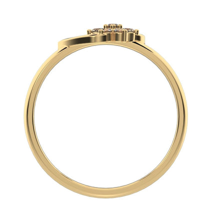 0.105 ct Round Cut Moissanite dainty Minimalist star halo cluster eye snow flake 14K / 18K Solid Yellow Gold everyday ring