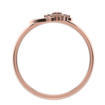 0.105 ct Round Cut Moissanite dainty Minimalist star halo cluster eye snow flake 14K / 18K Solid Rose Gold everyday ring