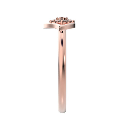 0.105 ct Round Cut Simulated Clear Diamond dainty Minimalist star halo cluster eye snow flake 14K / 18K Solid Rose Gold everyday ring
