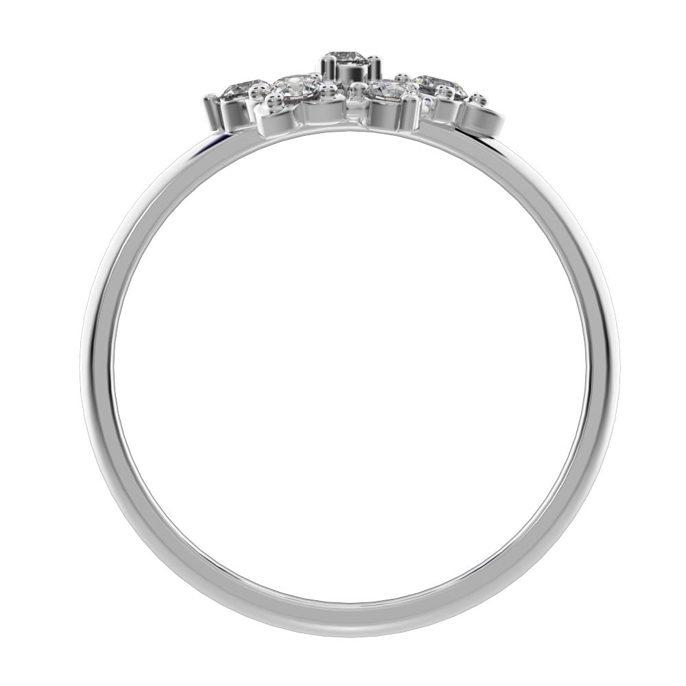 0.18 ct Round Cut Moissanite dainty Minimalist cluster turtle Intricate floral light cocktail 14K / 18K Solid White Gold everyday ring