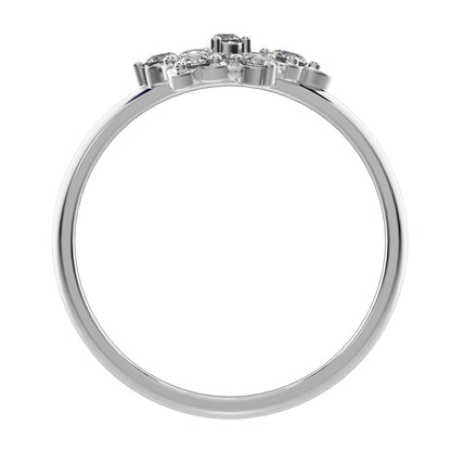 0.18 ct Round Cut Moissanite dainty Minimalist cluster turtle Intricate floral light cocktail 14K / 18K Solid White Gold everyday ring