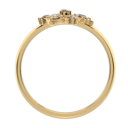 0.18 ct Round Cut Simulated Clear Diamond dainty Minimalist turtle Intricate floral cocktail 14K / 18K Solid Yellow Gold everyday ring