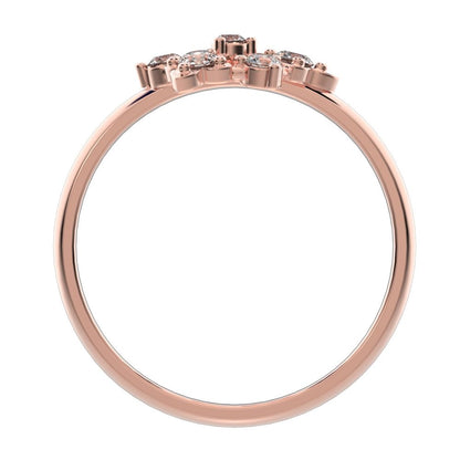0.18 ct Round Cut Simulated Clear Diamond dainty Minimalist turtle Intricate floral cocktail 14K / 18K Solid Rose Gold everyday ring