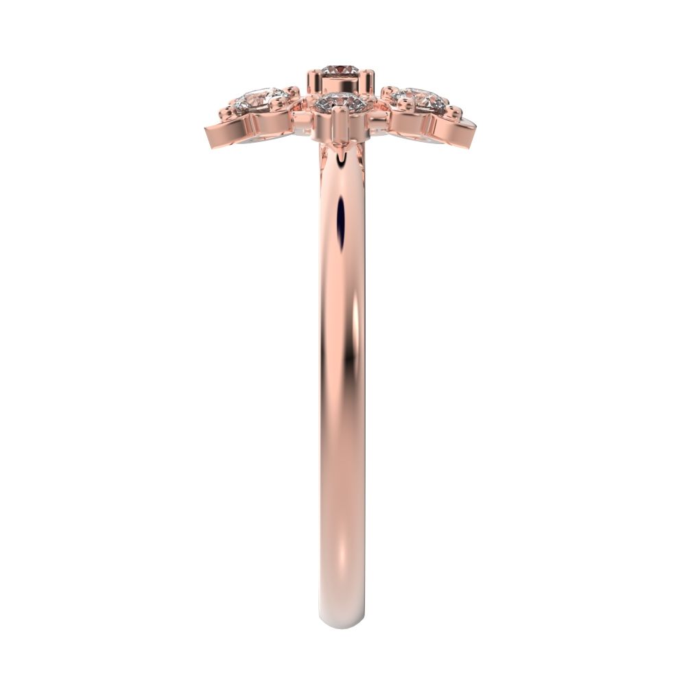 0.18 ct Round Cut Simulated Clear Diamond dainty Minimalist turtle Intricate floral cocktail 14K / 18K Solid Rose Gold everyday ring