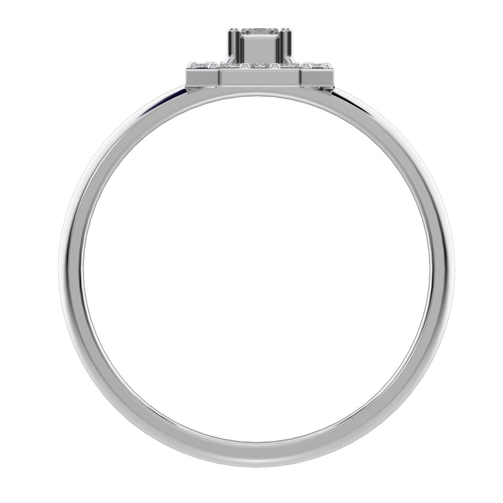 0.13 ct Princess Cut Simulated Clear Diamond Minimalist Octagon halo solitaire with accents simple 14K / 18K Solid White Gold everyday ring