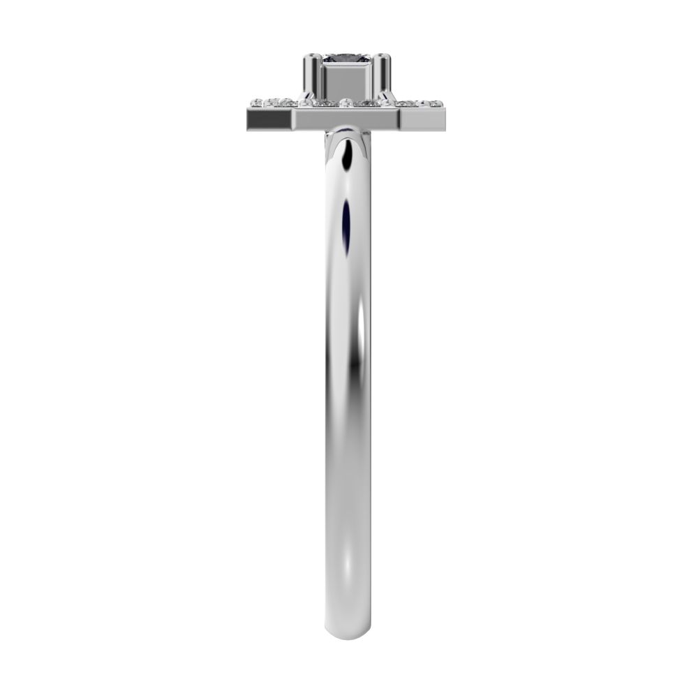 0.13 ct Princess Cut Simulated Clear Diamond Minimalist Octagon halo solitaire with accents simple 14K / 18K Solid White Gold everyday ring